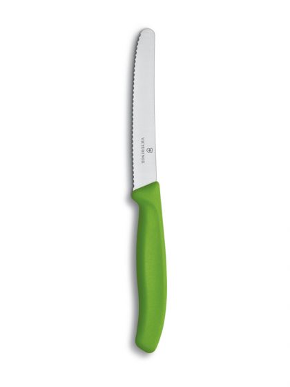 Victorinox, Coltello tavola seghetto punta tonda, Verde