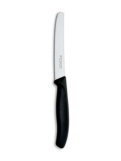 Victorinox, Coltello tavola seghetto punta tonda, Nero